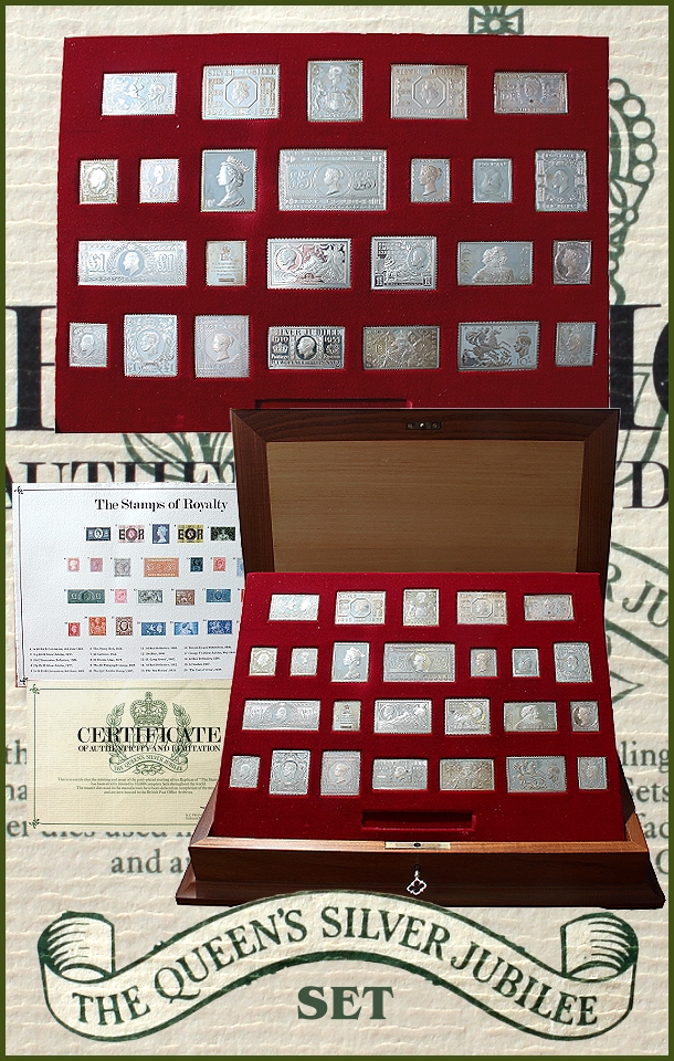 The Stamps of Royalty Collection Set Silver 25 Replica Stamps per Set